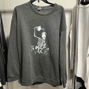 Long sleeve oversized grey skeleton sweatshirt